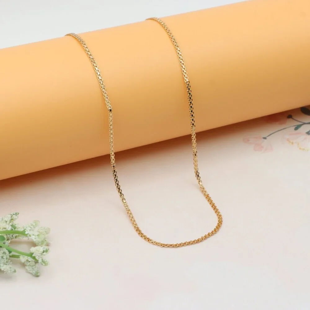 Sleek Flat Rose Gold Box Chain Necklace Lobster Clasp Closure, XPNL0231